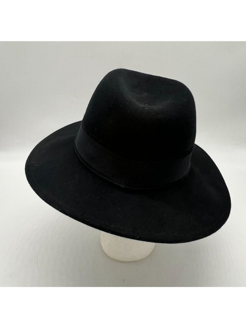 Black Womens Fedora Hat Black Ribbon Band 1990s Retro Classic Wide Brim - Picture 7 of 8